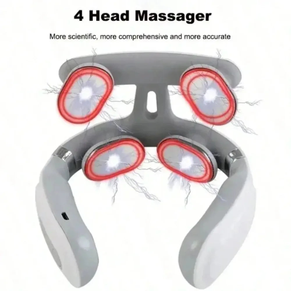 Four heads Adjustable USB Charging Neck Massager Heating Function Breathing Light For Neck Pain Relief And Relaxation
