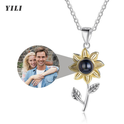 Custom Photo Necklace Projection Necklace with Picture I Love You 100 Languages Personalized Necklace Jewelry Gifts for Women