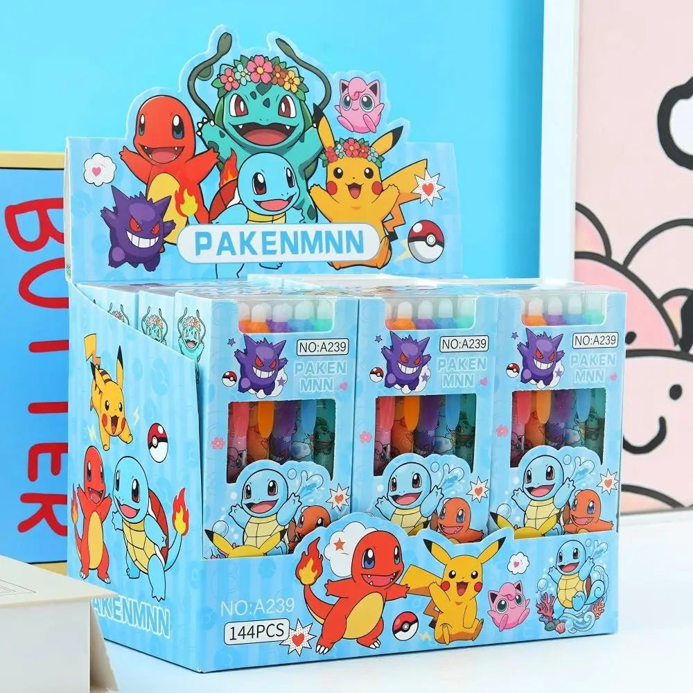 Random 6/12/24pcs Pokemon 0.5mm Blue Ink Erasable Neutral Pens Cute Student School Supplies Cartoon Stationery Rubbable Pen