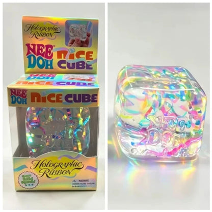 Needoh Holographic Ribbon Squishy Toy Squeeze Sensory Colorful Knead Stretch Anxiety Relief ADHD Fidget Leisure Adult Gift