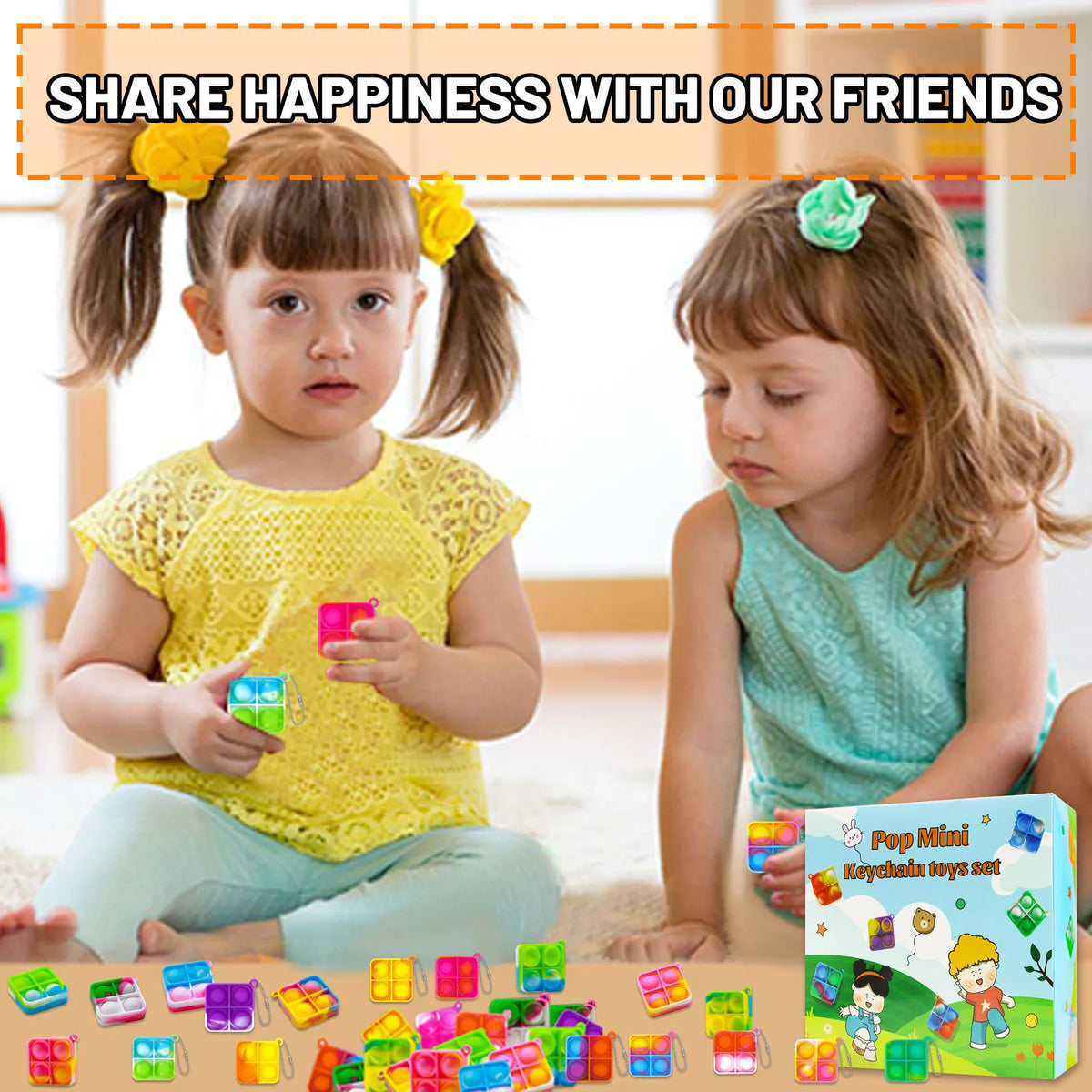 10-50pcs Mini Pop Keychain Toddler Sensory Fidget Toys Bulk Classroom Prizes Kids Birthday Party Favors Wedding Gift for Guests