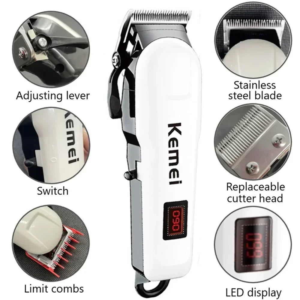 Kemei Hair Clipper Km-809A Km-2299 Km-2024 UBS Rechargeable Cordless Beard Trimmer Powerful Electric Hair Clippers for Men