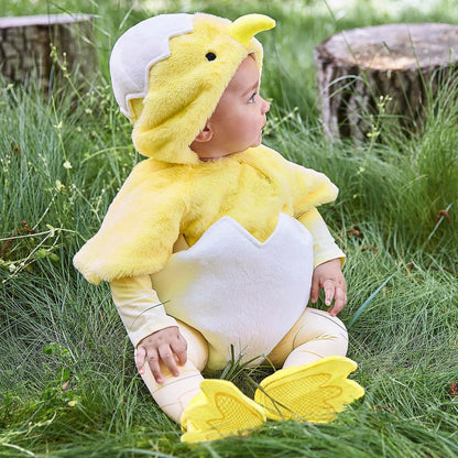 New Born Cute Outfits Infant Boys Girls Cosplay Chicken Animal Costume Winter Fleece Hooded Romper Bodysuits For Kids Clothes
