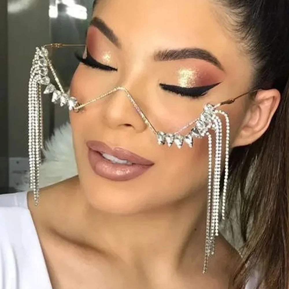 Stonefans Rhinestone Glasses Frame for Women Hight Quality Luxury Crystal Eyes Glasses Accessories Without Lenses Face Jewelry