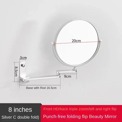 Dressing Mirror Wall Mounted 8 Inch Magnifying Two-sides Mirror Space Aluminum Black  Makeup Mirror Cosmetic Lady Gift