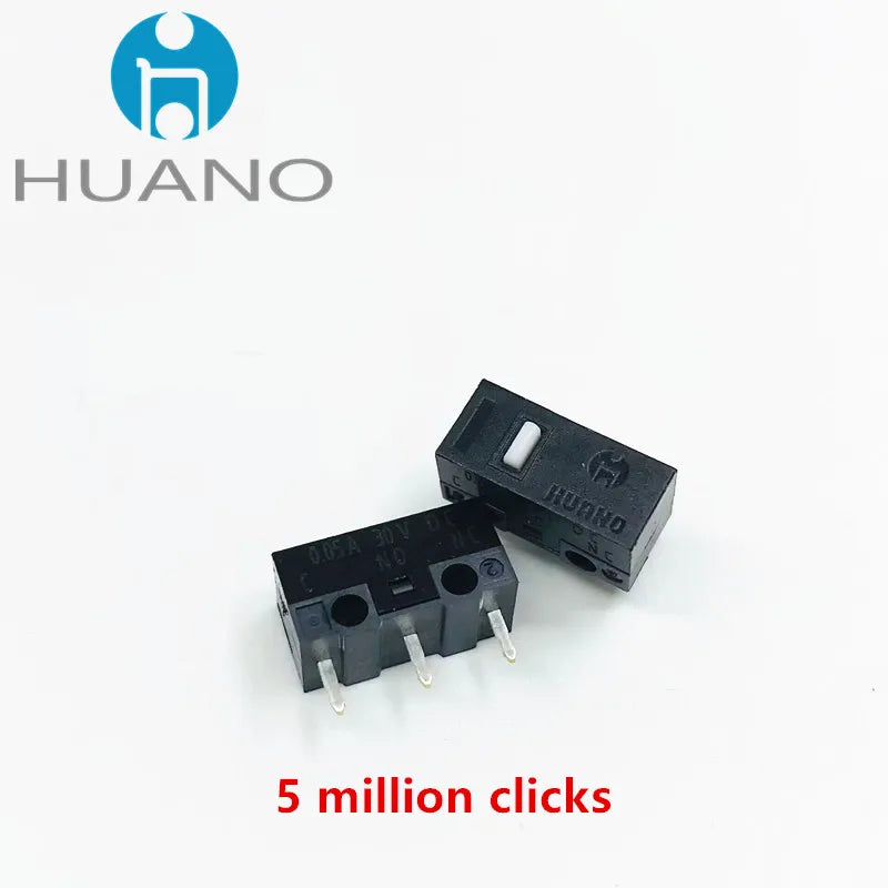 2Pcs New product HUANO Black Blue Transparent Shell Mute Mouse Micro Switch 10M 30M 60M 80M 100 million Mouse maintenance button