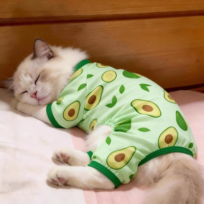 Cartoon Print Cat Cooling Jumpsuit Ultra-thin Breathable Mesh Dog Sunscreen Clothes Sun Protection Summer Cat Clothes