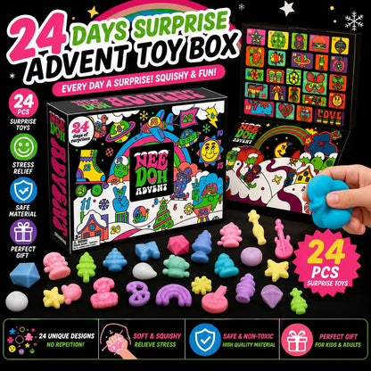 NeeDoh Advent Calendar 3D PVC Fidget Doll Christmas Countdown Surprise Box Stress Relief Toy New Year Holiday Gift