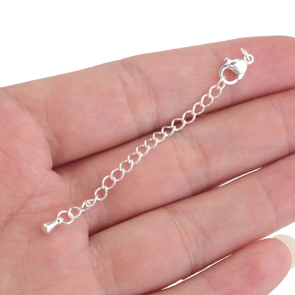 10pcs Stainless Steel Extension Extended Tail Chains With Lobster Clasps For Bracelet Necklace DIY Jewelry Making Supplies