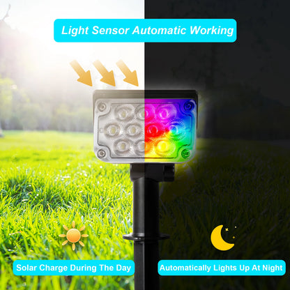 2PCS Solar Power Light Adjustable Light Temperature Solar Garden Light outdoor IP65 Solar Lamp Super Bright Solar Spotlight