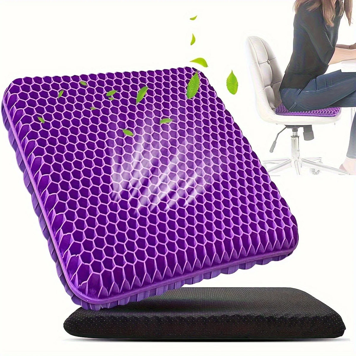 Ultra-Comfort Gel Seat Cushion Set with Breathable Honeycomb Design - Tailbone Relief, Ideal for Office, Car, Airplane Use
