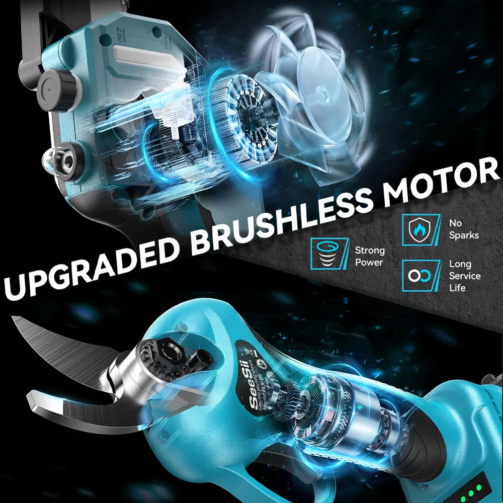 Seesii 3-in-1 Brushless Telescoping Pole High Branch Scissors Electric Chainsaw Garden Pruning Tools For Makita 18V Battery Pin
