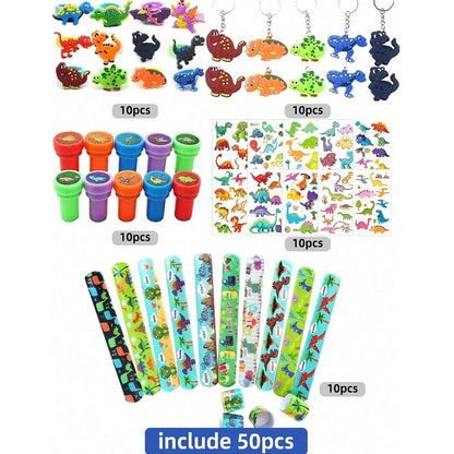 Dinosaur Party Favors Slap Bracelets Straws Rings Key Chains for Kids Birthday Gifts Girl Boy Toys Dinosaur Themed Supplies