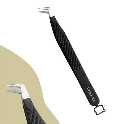Eyelash Extensions Tweezers Noir N°1 - Fiber Lash Tweezer Veyelash Professional 90 Degree Tweezers for Volume Stainless Steel