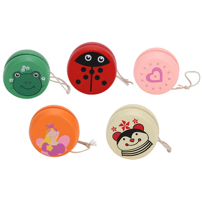 Cute Cartoon Pattern Wooden Yoyo Ball Toy Early Education Teaching Toy Cartoon Ball Toy for Kid Child