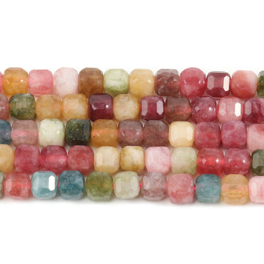 Faceted Natural Tourmaline 5mm Square Cube Shape Beads for Jewelry Making Diy Bracelet Necklace Beading Accessories