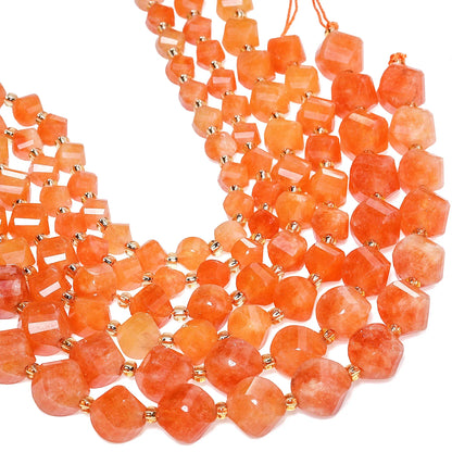 Natural Coffee Stripe Agate Stone Beads 6-10mm Faceted Twist Shape Beads Loose Spacer Beads for Jewelry Making Diy Accessories