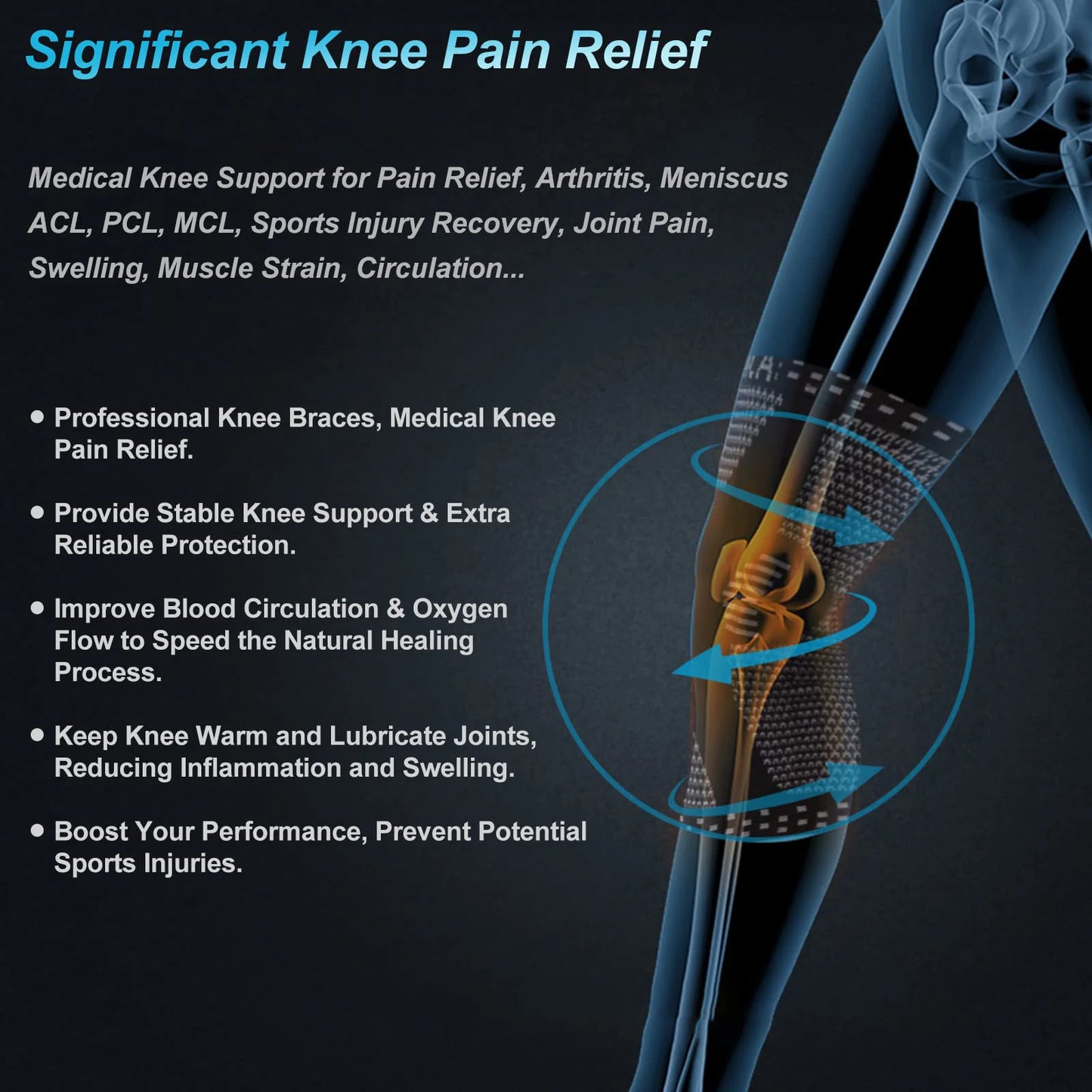 NEENCA Copper Knee Brace Knee Support with Patella Gel Pad &Side Stabilizers for Knee Pain Sport Arthritis ACL Joint Pain Relief