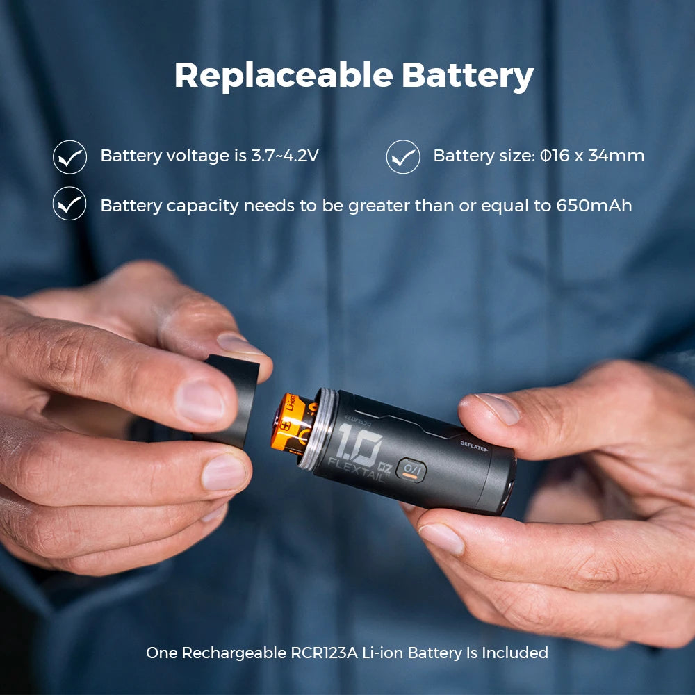 FLEXTAIL ZERO PUMP - 30g Portable Camping Air Pump Electric Inflator for Sleeping Pads, 1 Rechargeable Battery Included