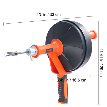 SucceBuy Drain Auger 25Ft Manual-feeding Plumbing Snake w/ Drill Attachment Drain Clog Remover Toilet Sewer Pipe Dredge for Home