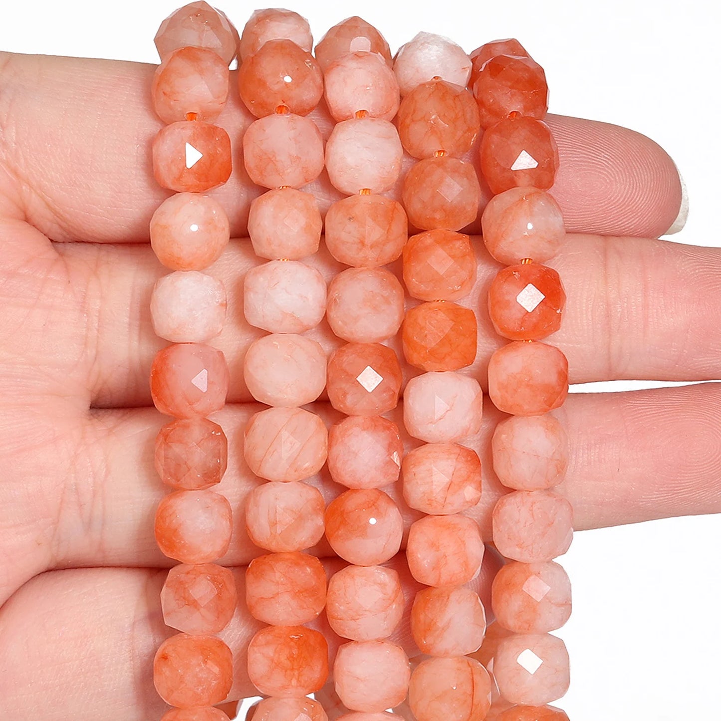 Natural Amethyst Beads 7-8mm Faceted Square Cube Geometric Shape Loose Beads for Jewelry Making Diy Accessories