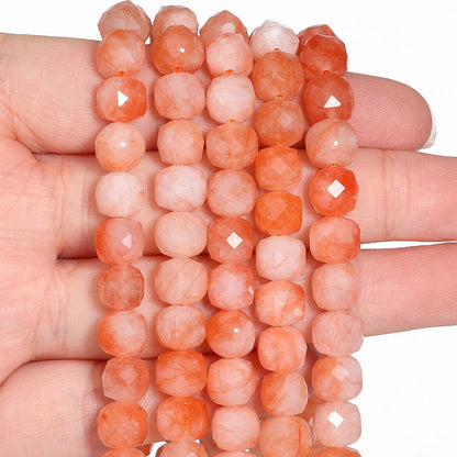 Natural Amethyst Beads 7-8mm Faceted Square Cube Geometric Shape Loose Beads for Jewelry Making Diy Accessories