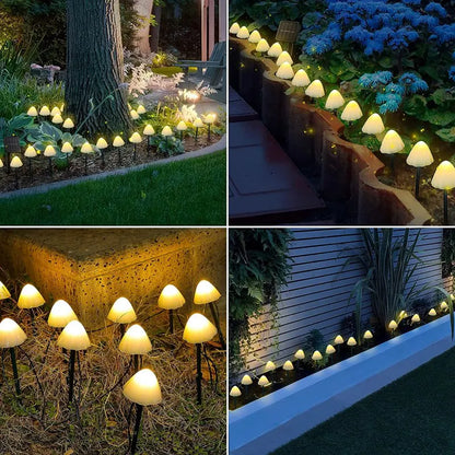 Set Of 10/20Pcs 8 Modes Mushroom Solar Lights Solar Pathway Lights Outdoor Fairy  Light For Garden Backyard Lawn Party Christmas