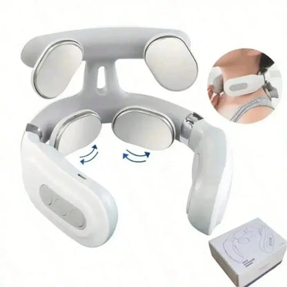 Four heads Adjustable USB Charging Neck Massager Heating Function Breathing Light For Neck Pain Relief And Relaxation