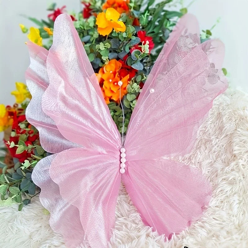50cm Simulation Butterfly 3D Outdoor Shopping Mall Wedding Festival Decoration Hollow Large Hanging Gauze Big Fake Butterfly