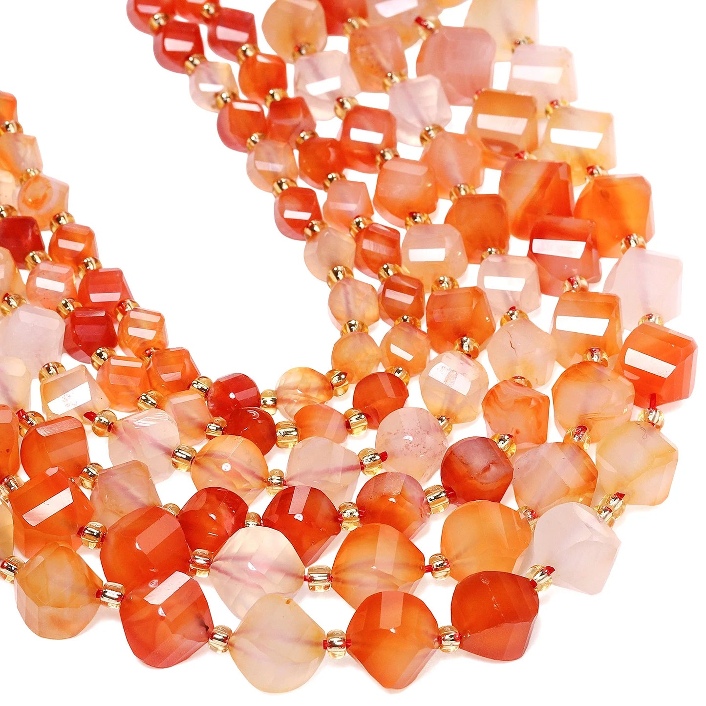 Natural Coffee Stripe Agate Stone Beads 6-10mm Faceted Twist Shape Beads Loose Spacer Beads for Jewelry Making Diy Accessories