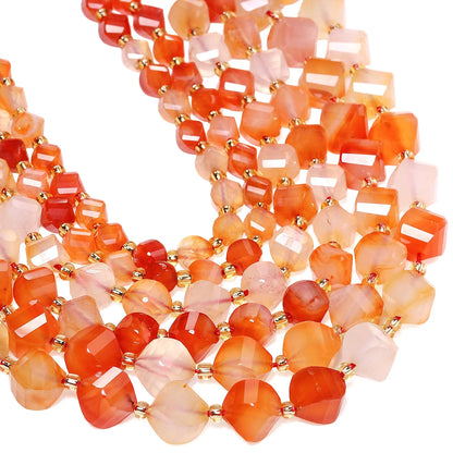 Natural Coffee Stripe Agate Stone Beads 6-10mm Faceted Twist Shape Beads Loose Spacer Beads for Jewelry Making Diy Accessories