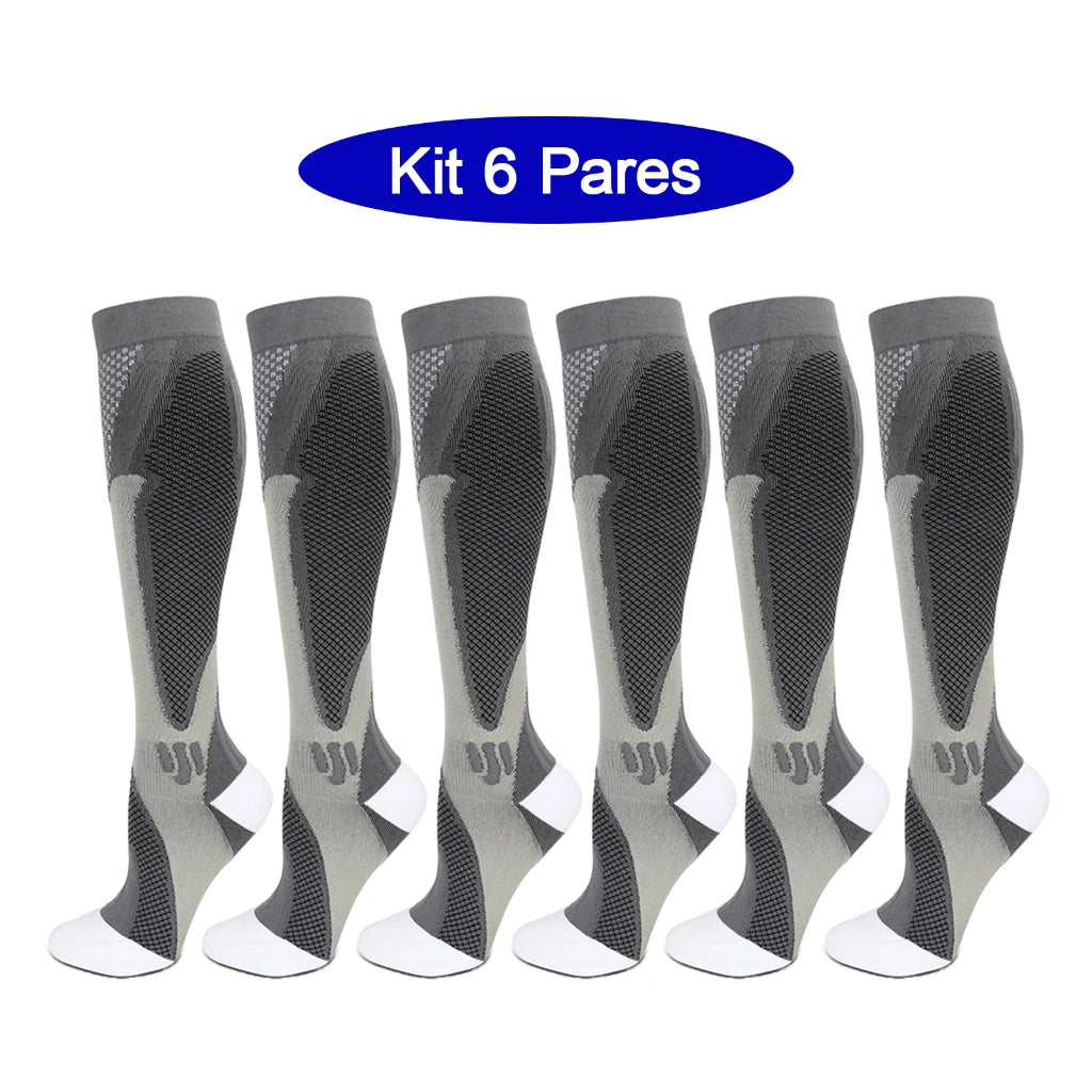6Pairs Compression Socks 20-30mmHg High Stockings Men & Women Sports Marathon Cycling Football Varicose Veins EU35-45