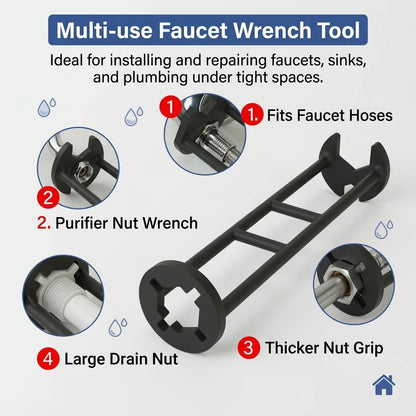 Multi Function Faucet Wrench For Sink And Water Pipe Repair Tool With Anti Slip Design