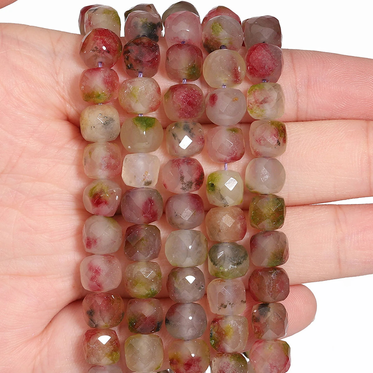 Natural Amethyst Beads 7-8mm Faceted Square Cube Geometric Shape Loose Beads for Jewelry Making Diy Accessories