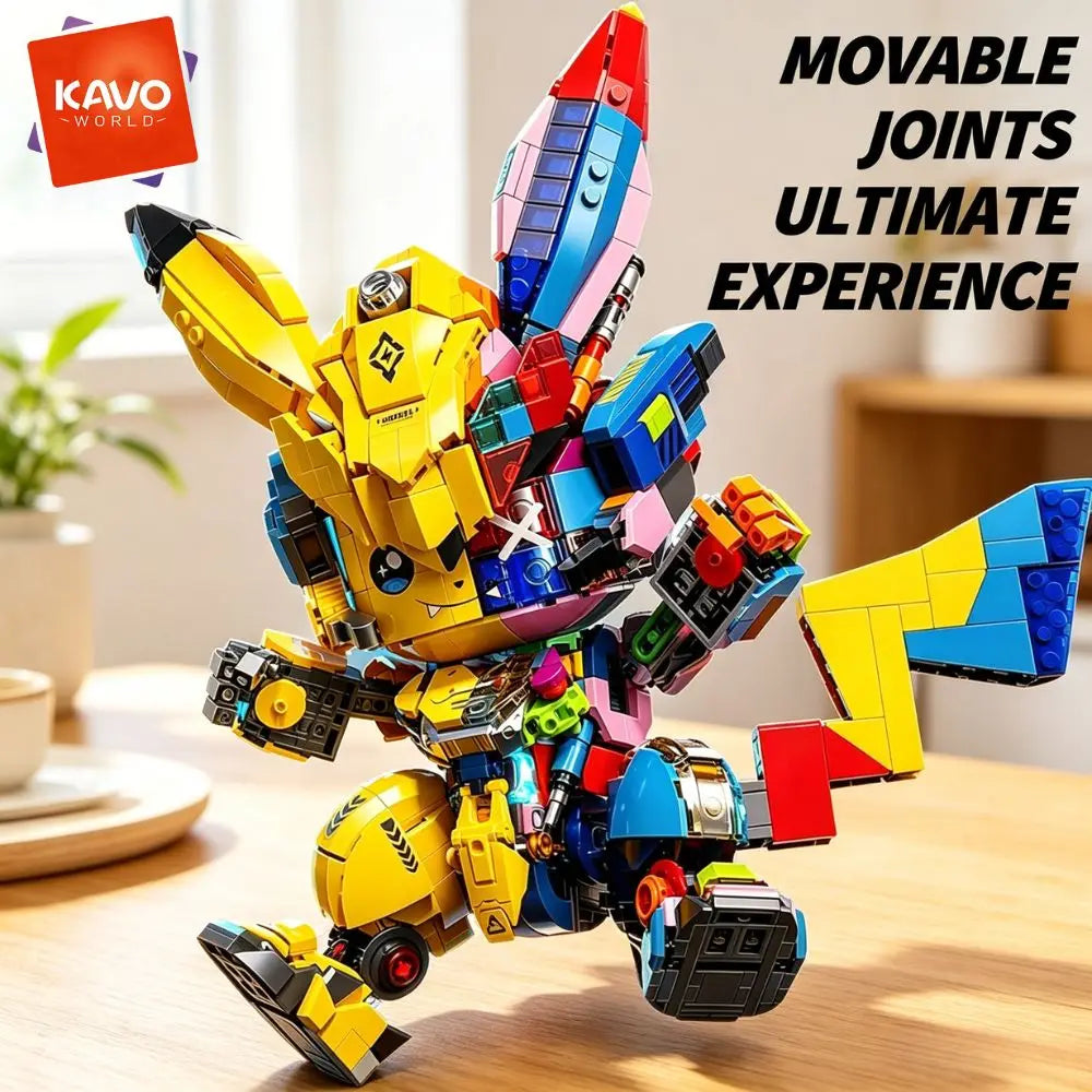 KAVOWORLD 1505PCS DIY Mecha Mouse Building Block Set Semi-Transparent Anime Disassembly Glow Light Up Bricks Mechanical Animal Figurine Display Model for Building Fans Construction Kit for Desk Shelf Decor Christmas Birthday