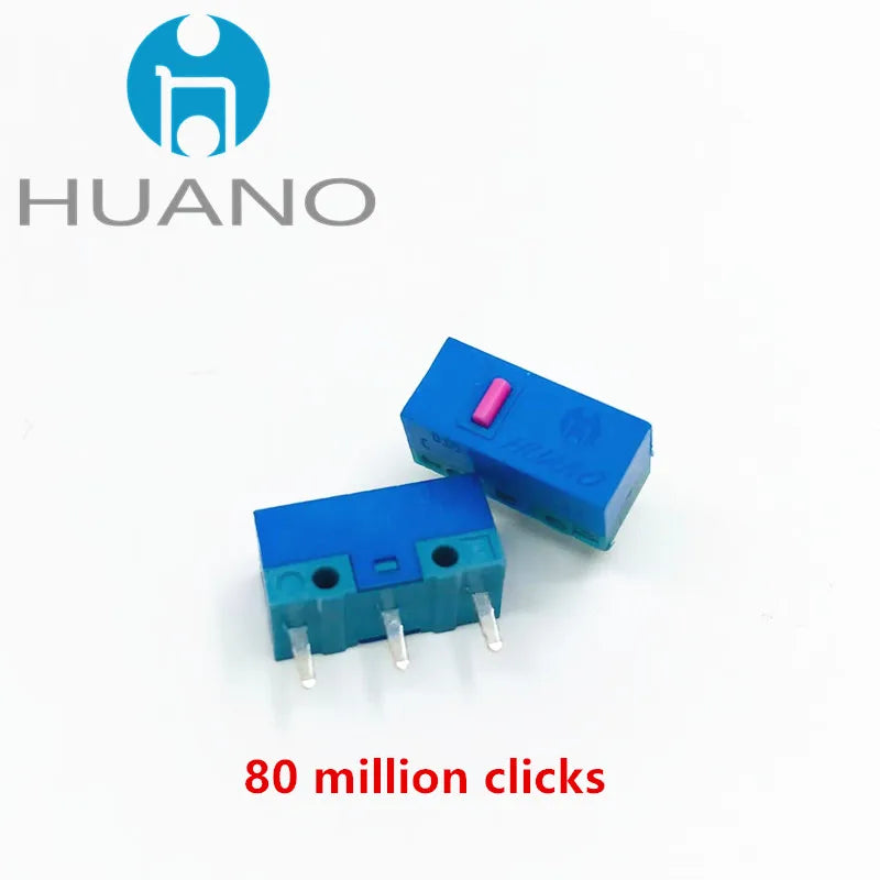 2Pcs New product HUANO Black Blue Transparent Shell Mute Mouse Micro Switch 10M 30M 60M 80M 100 million Mouse maintenance button