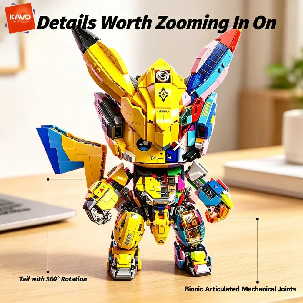 KAVOWORLD 1505PCS DIY Mecha Mouse Building Block Set Semi-Transparent Anime Disassembly Glow Light Up Bricks Mechanical Animal Figurine Display Model for Building Fans Construction Kit for Desk Shelf Decor Christmas Birthday