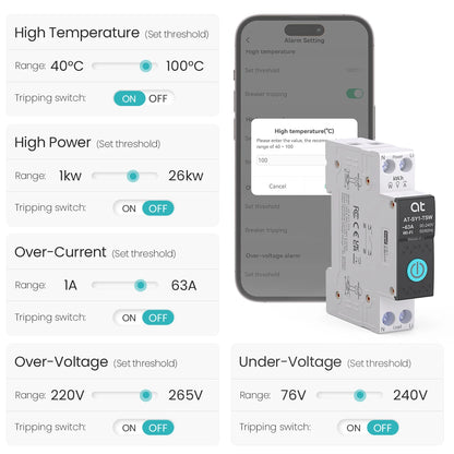 TUYA WiFi/ZigBee MCB Smart Circuit Breaker Over Current Under Voltage Protection Power Metering 63A Remote Control Switch