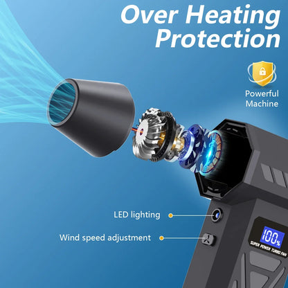 New P70 Air Blower 110000Rpm 4 Gear Adjustable Turbo Blower Jet With Led Light Battery Display Cordless Compressed Air Duster