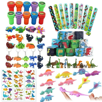 Dinosaur Party Favors Slap Bracelets Straws Rings Key Chains for Kids Birthday Gifts Girl Boy Toys Dinosaur Themed Supplies
