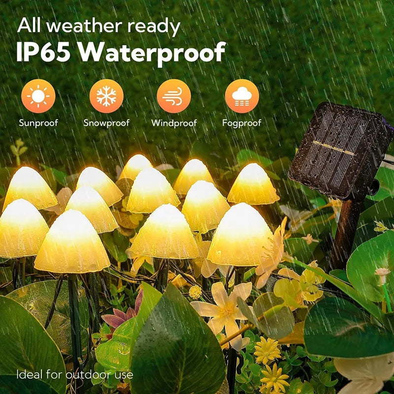 Set Of 10/20Pcs 8 Modes Mushroom Solar Lights Solar Pathway Lights Outdoor Fairy  Light For Garden Backyard Lawn Party Christmas