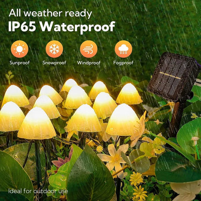 Set Of 10/20Pcs 8 Modes Mushroom Solar Lights Solar Pathway Lights Outdoor Fairy  Light For Garden Backyard Lawn Party Christmas