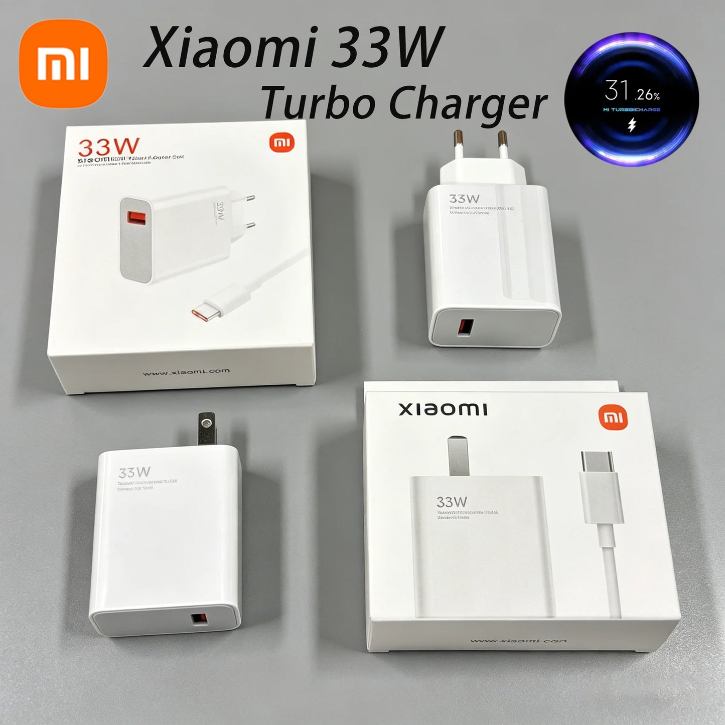 Original Xiaomi 33W EU US Charger Turbo Fast Charge 1M 6A Usb Type C Cable For Poco X5 X4 M5S X3 Pro Redmi Note 12 13 12R
