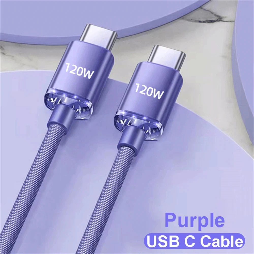 NNBILI 120W 6A Fast Charge USB Type C Quick Charge Cable For Samsung S23 Xiaomi 14 Huawei Phone Fast Charging Cable Data Cables