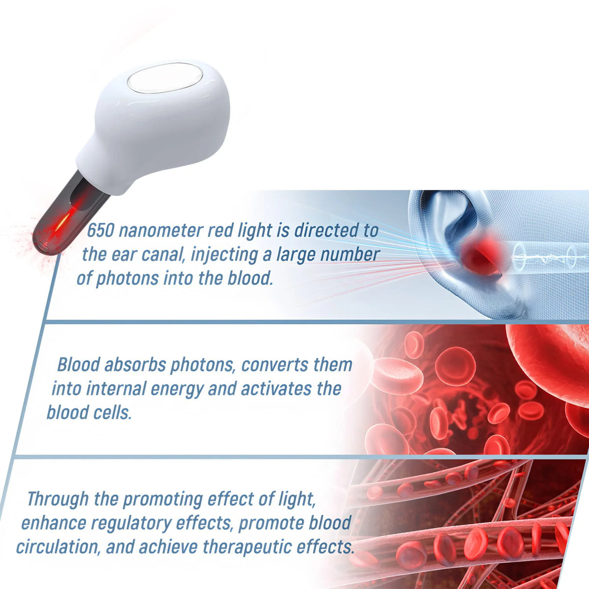 Earplug Otitis Media Ear Laser 650NM Red Light Therapy Irradiation Nasal / Ear Canal Laser Tinnitus Deafness Physiotherapy Meter