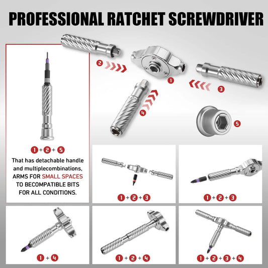 VMAN 66in1 Multifunction Ratchet Screwdriver Set Multi Magnetic Bits Mini Repair Tool Kit Household Tool For PC & Desk Etc.
