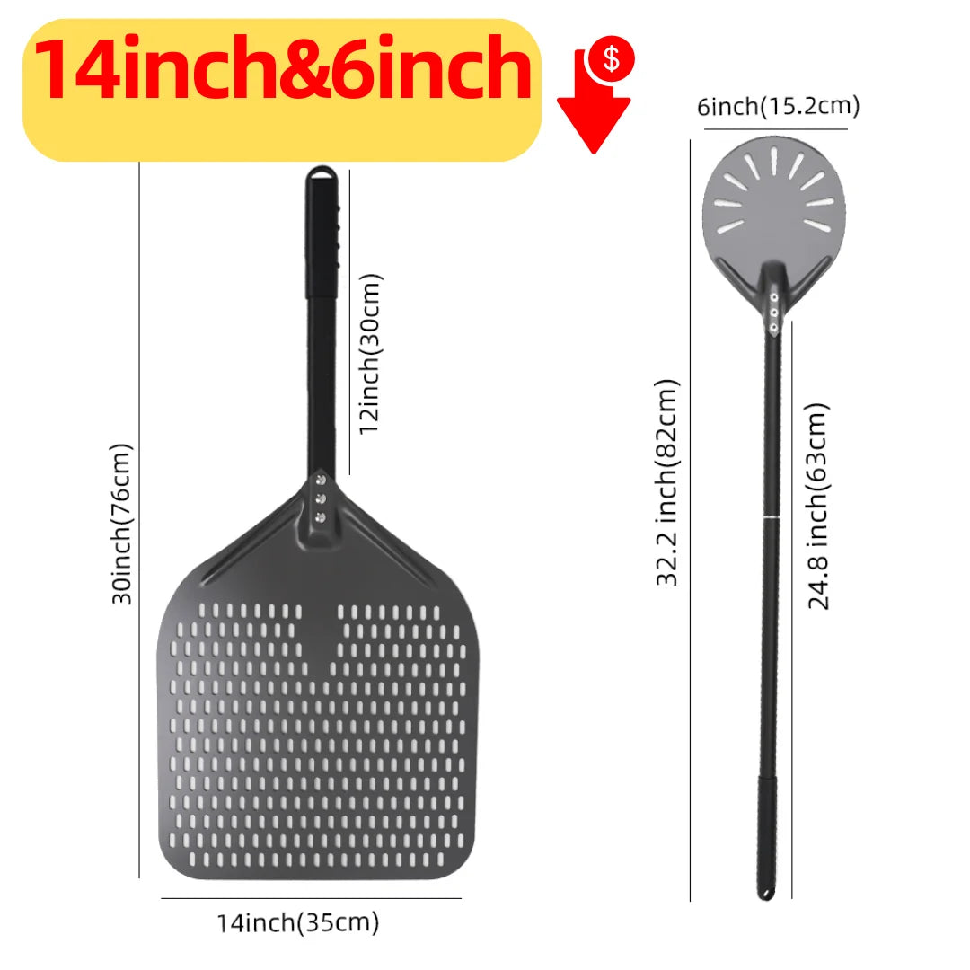 6&12 13 14  Inch Aluminum Pizza Peel Bread Paddle Pizza Oven Turning Peel Hard  Anodized Pizza  Baking Kitchen Tool Spatula