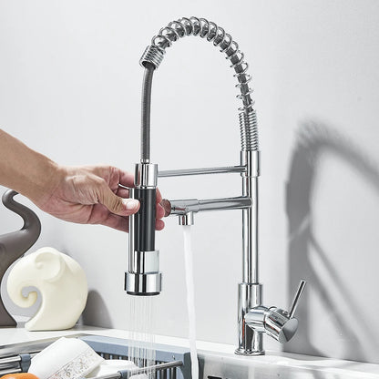 Chrome Kitchen Faucet Pull Down Kitchen Sink Crane Dual Swivel Spout Kitchen Mixer Tap Hot Cold Water Mixer Tap Deck Installatio