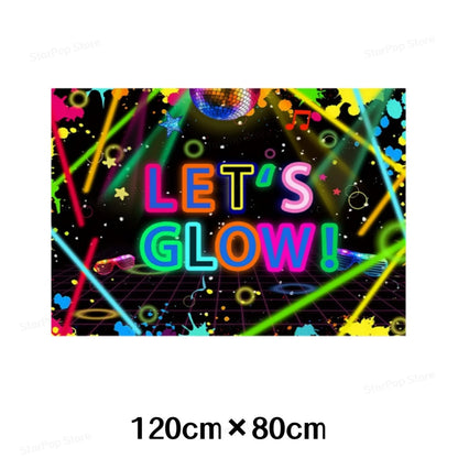 Neon Birthday Party Supplies Disposable Tableware Plates Cups Napkins Tablecloth Kids Blacklight Glow Theme Birthday Decorations