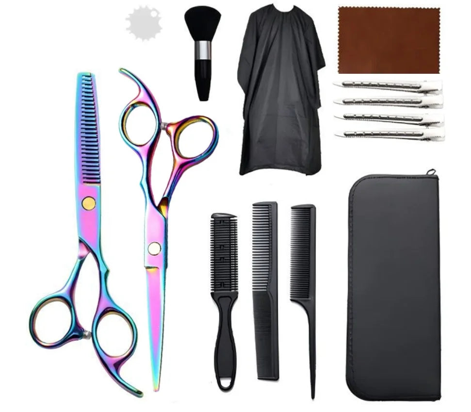 Professional Stainless Steel Hair Cutting Scissors Set Hairdressing Kit Cutting Thinning Shears Straight Razor Hair Combs Hair Clips Brush Storage Case Home Barbershop DIY Haircut Tools Perfect Gift for Dad Husband Boyfriend